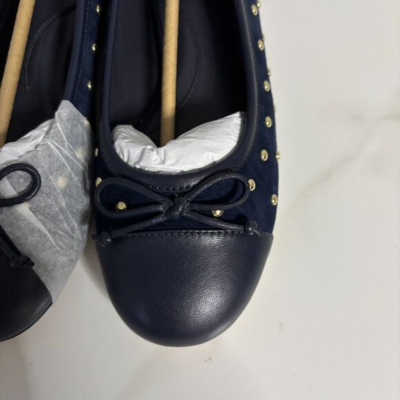 Talbots Women Blair Studded Suede Ballet Flats NIB New Navy Gold Size 6 - Picture 8 of 9